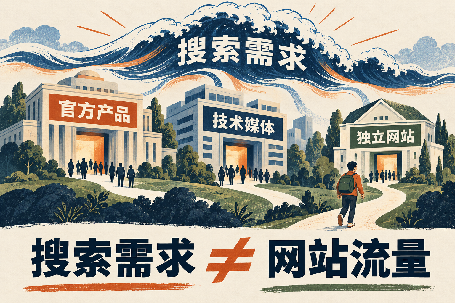 等到网站逐渐获得搜索曝光时,用户的关注点可能已经转移到了下一个产品上。 因此,热点关键词存在大量搜索需求,不等于一个新网站就有机会获得这些流